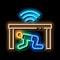 protection hide human under table neon glow icon illustration