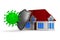 Protection house against virus on the white background. Isolated 3D illustration