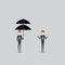 Protection or Insurance Concept.Difference and Preparation concept.Two people sign.Businessman holding umbrella under