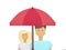 Protection insurance of newlyweds family social concept illustration