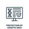 Protection of Online Genetic Data Line Icon. Private Dna Information on Computer Screen with Shield Linear Pictogram