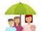 Protection umbrella insurance of single mother social concept illustration