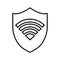 Protection, WIFI security outline icon. Line art vector