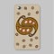 Protective case for mobile phone. Oriental paisley ornament in brown tones. Stylized yin yang on brown background.