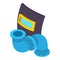 Protective equipment icon isometric vector. Welder mask and adapter pipe icon