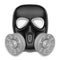 Protective face mask. Black filter respirator. 3d rendering illustration