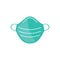 Protective face mask, breathing medical respiratory mask, protection from viruses, or polution, green colored vector