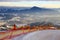 Protective grid on the ski slope in the winter mountains