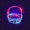 Protective helmet for american football neon icon. Vector illustration for design. Sports concept