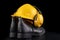 Protective helmet and work boots. Workwear for the production worker