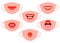 Protective individual masks with mouth image. Human mouth facial expressions mask. Red female lips emotions. Womans