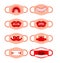 Protective mask template with mouth set. vampire mouth and Female lips. Coronavirus protection. Homemade mask model. Individual