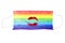 Protective medical mask LGBT community flag color & red lipstick kiss print white background isolated closeup, surgical mask