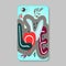 Protective mobile phone case with hand-drawn pattern. Love drawn letters with trendy colors.