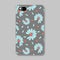Protective mobile phone case with romantic background in pastel trendy colors. Chamomile flowers, petals.