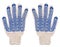 Protective pair gloves with blue spots of rubber isolated on white