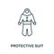 Protective Suit icon. Line element from bioengineering collection. Linear Protective Suit icon sign for web design