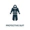 Protective Suit icon. Monochrome sign from bioengineering collection. Creative Protective Suit icon illustration for web