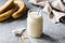 Protein banana smoothie in jar