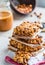 Protein bars granola with seeds, peanut butter and dried fruit,