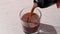 Protein chocolate shake in a glass, food supplement