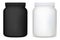 Protein jar. White plastic supplement bottle blank