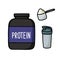 Protein pack doodle icon, vector color line illustration