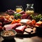 Protein-Rich Morning Delight: Vivid Close-up Framing of Backlit Ingredients,