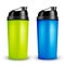 Protein shaker design template. Two colors sport bottles. Shaker bottle for gym bodybuilding