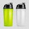 Protein shaker design template. Two colors sport bottles. Shaker bottle isolated for gym bodybuilding