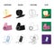 Protein, vitamins and other equipment for training.Gym and workout set collection icons in cartoon,black,outline,flat