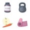Protein, vitamins and other equipment for training.Gym and workout set collection icons in cartoon style vector symbol