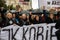 Protest against anti-abortion law forced by Polish government PIS, black protest