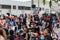 Protest against the death in Minneapolis police custody of African-American man George Floyd. Peoples holds sign in hands