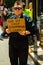 Protest against ICE and Customs and Border Patrol Detention Centers. A man holds sign that reads `End US Child Concentration Camps