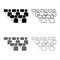 Protest concept Demonstration Crowd of protesters people Revolution idea Social problem icon set grey black color illustration