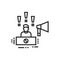 Protest leader black icon. Speaker promotes social protest. Public speaking. Manifestations of civil unrest. Pictogram for web