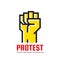 Protest - logo template vector illustration. Abstract human hand creative sign. Revolution concept symbol. Against line icon.