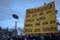 Protest signs at a protest against right-wing extremism in front of Reichstag building in Berlin