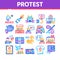 Protest And Strike Collection Icons Set Vector