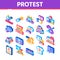 Protest And Strike Isometric Icons Set Vector
