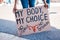 Protest, woman and human rights poster for abortion activism choice, decision and discrimination. Feminist, politics and
