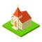 Protestant church icon, isometric style