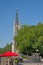 Protestant peace church with terrace in front in Eupen