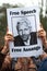 Protester against Julian Assange`s extradition gather outside Belmarsh Prison.
