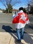 Protester With Cape at the Russian Embassy in Washington DC