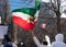 Protester Proudly Waves Iranian pre-Revolution Flag in Toronto, Canada