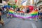 Protesters celebrating LGBT Gay Pride in Valencia