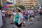 Protesters celebrating LGBT Gay Pride in Valencia