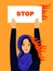 Protests in Iran. Rally and protest in iran 2022. Women\\\'s freedom in Iran. The woman asks for help.